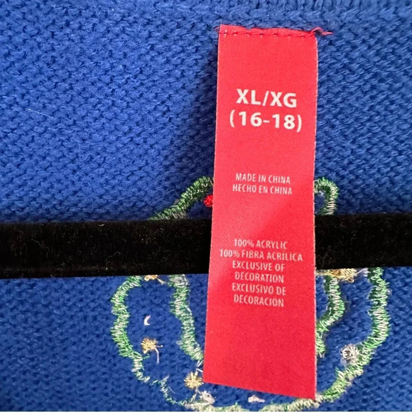 Women’s Sleeveless Royal Blue Santa & Fireplace Christmas Vest Size XL 16-18 GUC - Picture 5 of 7